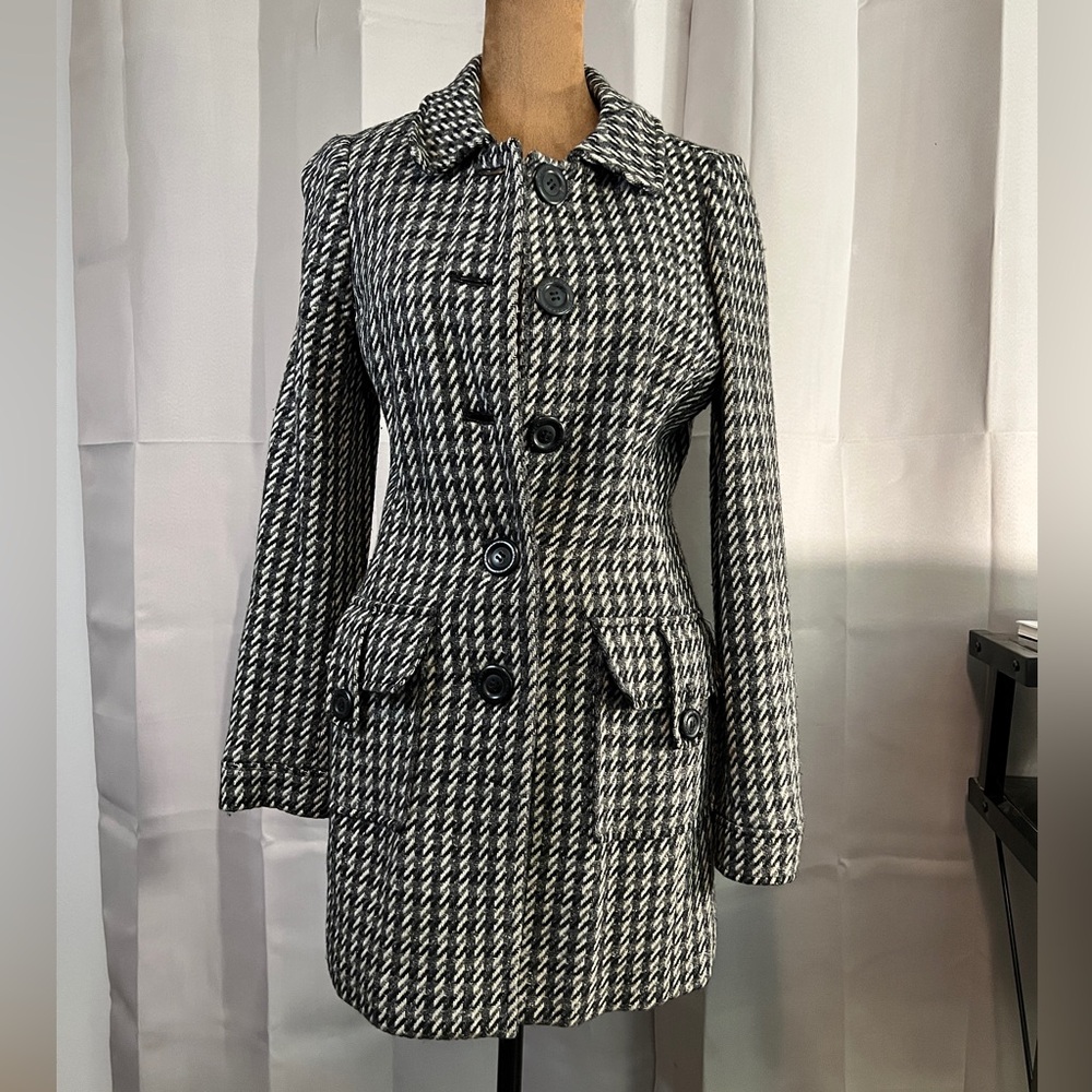 Twenty one 21 Black and White Patterned Pea Coat. Size S